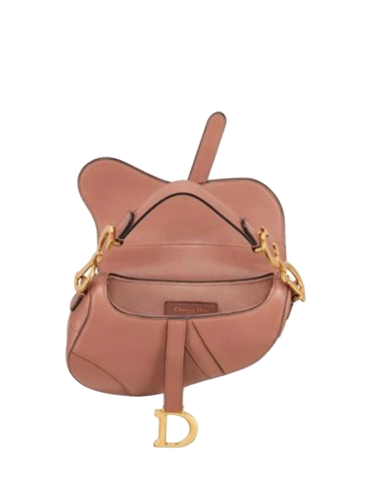 Mini Saddle Bag with Strap Rani Pink Smooth Calfskin