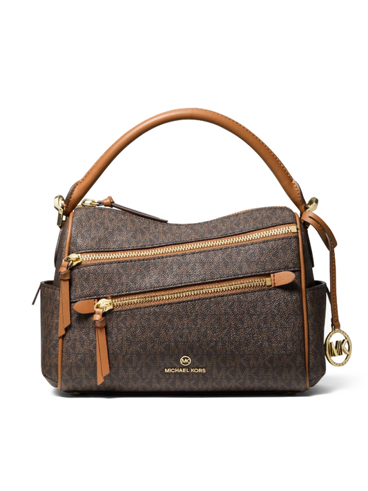 gambar-depan-Michael-Kors-30F1G9LS6B-Lorimer-Medium-Logo-Satchel-Brown