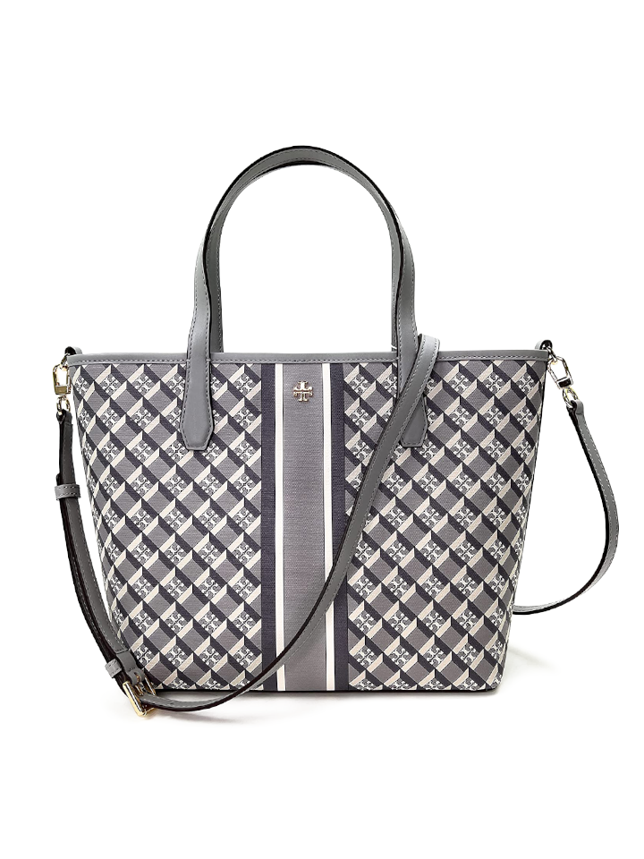 Tory Burch Geo Logo Mini Top Zip Tote Gray – Balilene Tory Burch Geo Logo Mini Top Zip Tote Gray – Balilene