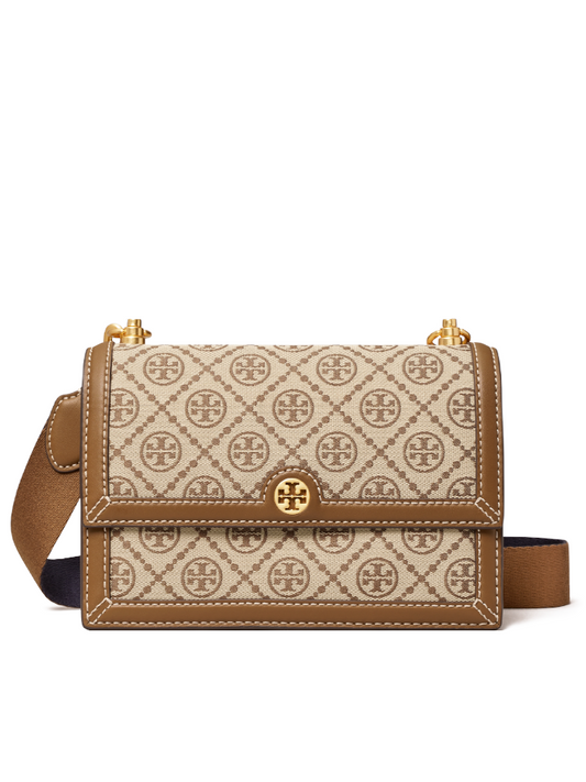 gambar-depan-Tory-Burch-T-Monogram-Small-Jacquard-Shoulder-Bag-Hazelnut-Brown