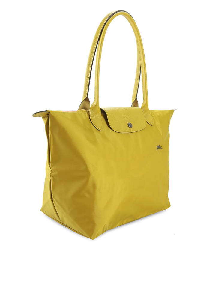LONGCHAMP Womens Yellow Nylon Canvas Leather LE PLIAGE Pocket Shoulder Hobo  Bag