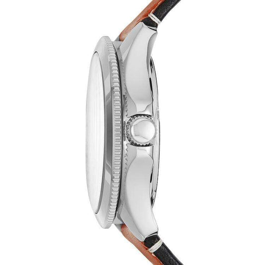 jam-AM4638-Fossil Cecile Multifunction Dark Brown Leather Watch-Balilene