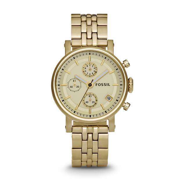 jam-ES2197-Fossil Original Boyfriend Chronograph Gold-Tone-Balilene