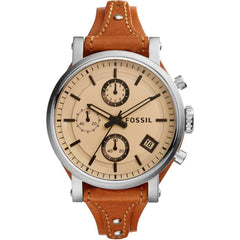 jam-ES4046-Fossil Boyfriend Sport Chronograph Brown Leather-Balilene