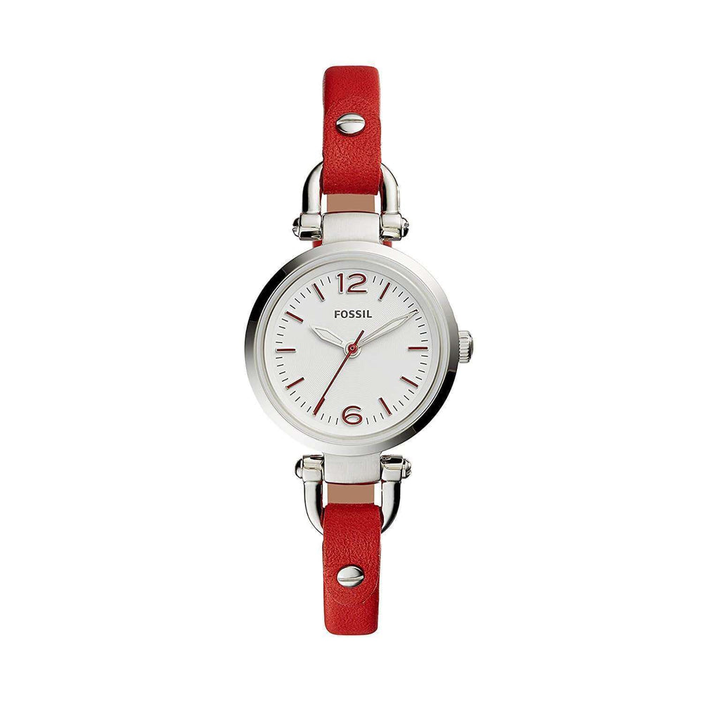 jam-Es4119-Fossil Georgia Mini Three-hand Red Leather Watch-Balilene