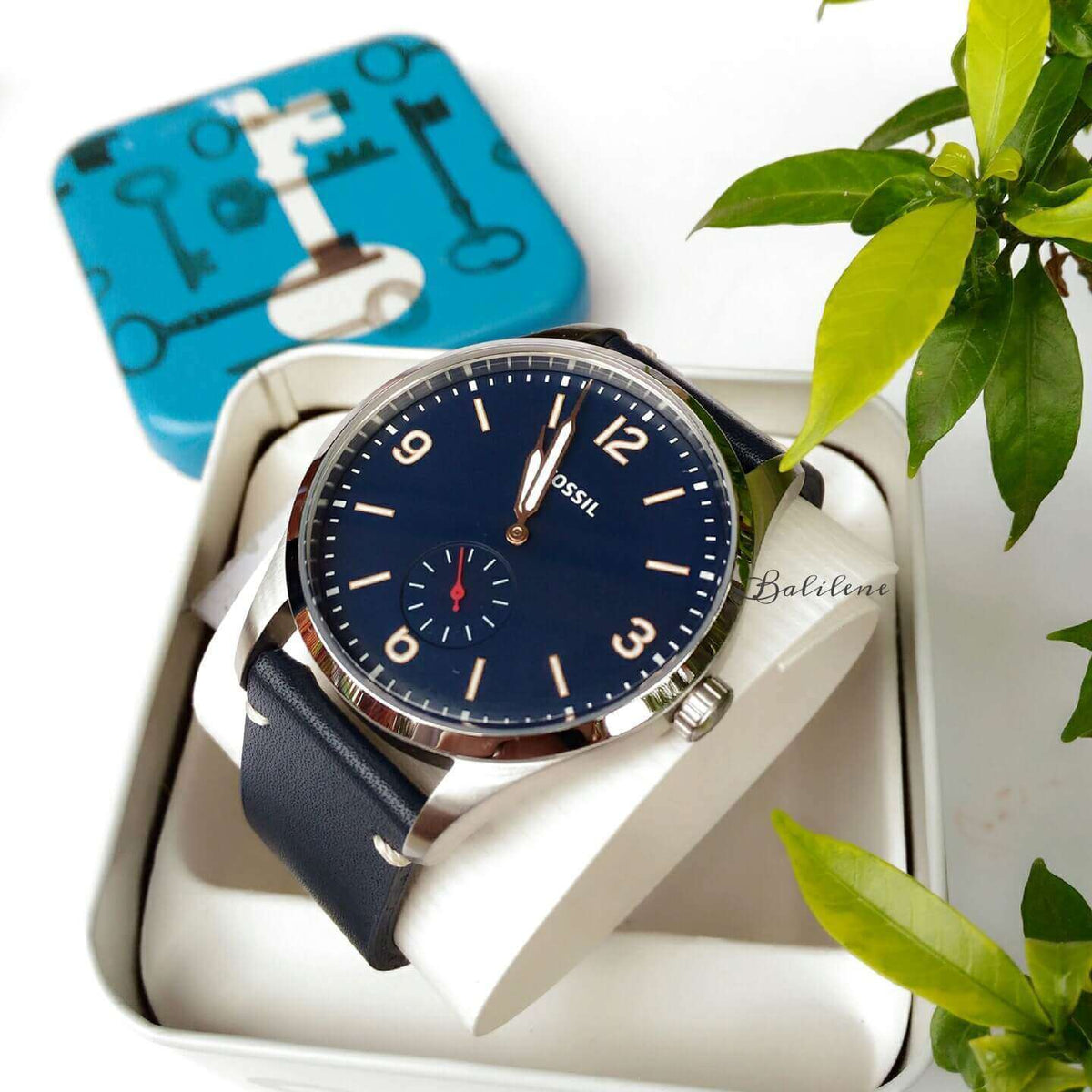 Jam Fossil Fs5246 Vintage 54 Two Hand Sub Second Blue Leather