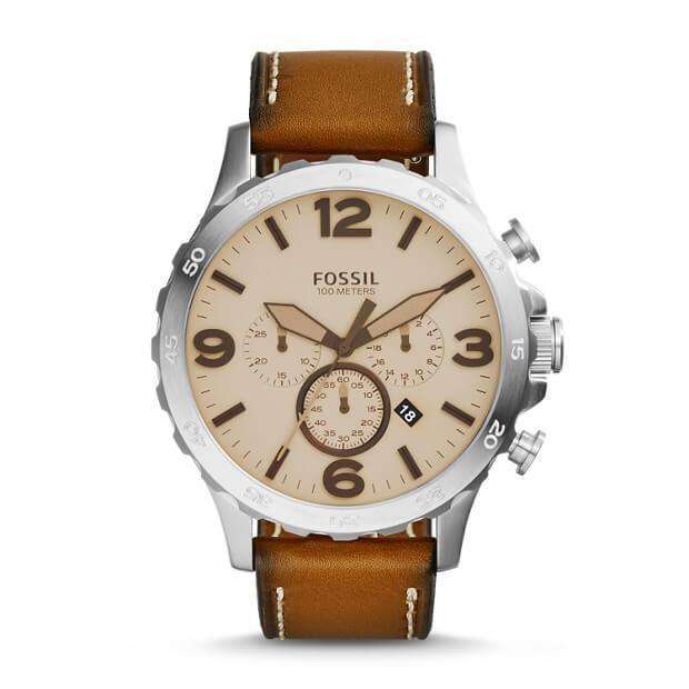 jam-jr1503-Fossil Nate Beige Chronograph Light Brown-Balilene