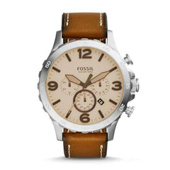 jam-jr1503-Fossil Nate Beige Chronograph Light Brown-Balilene