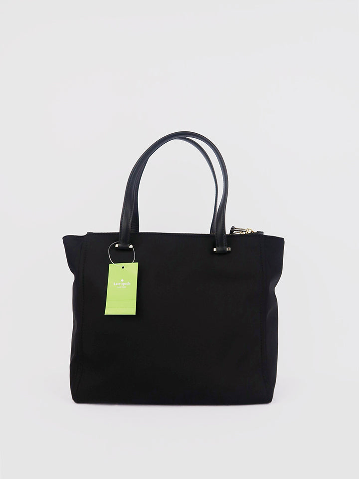 kate spade wkru5918 medium satchel dawn black nylon shoulder bag balilene belakang