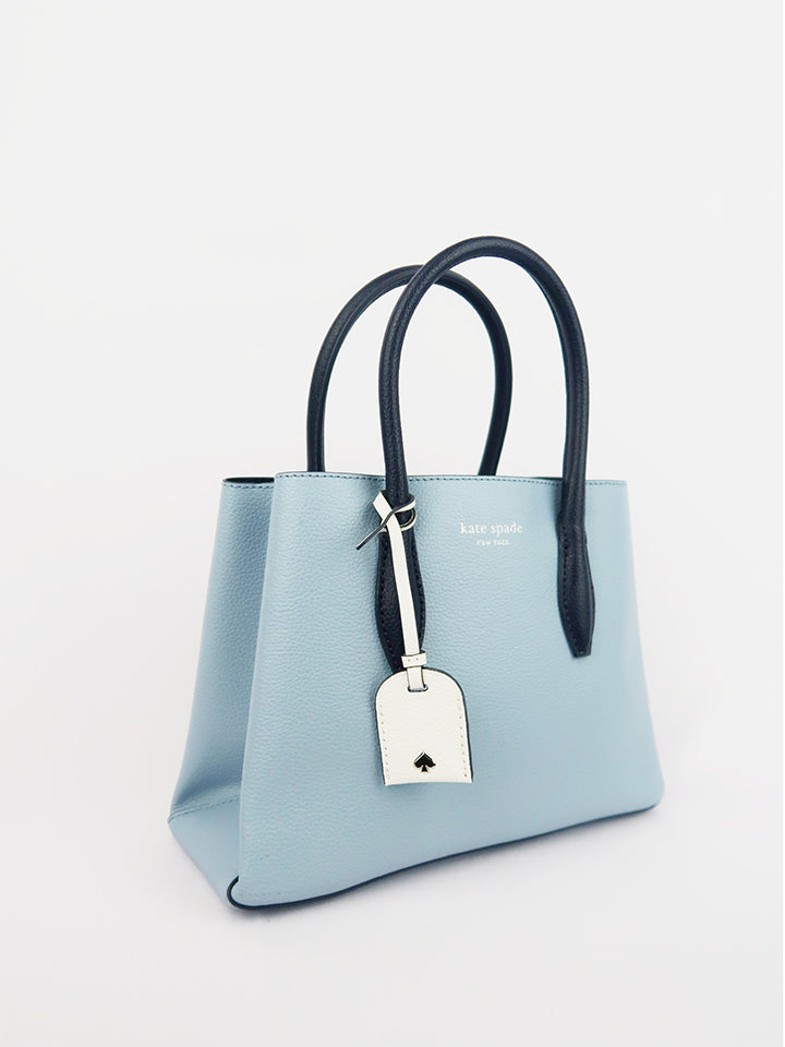 katespade wkru5697 eva small leather satchel blue bldawnbzb balilene depan2