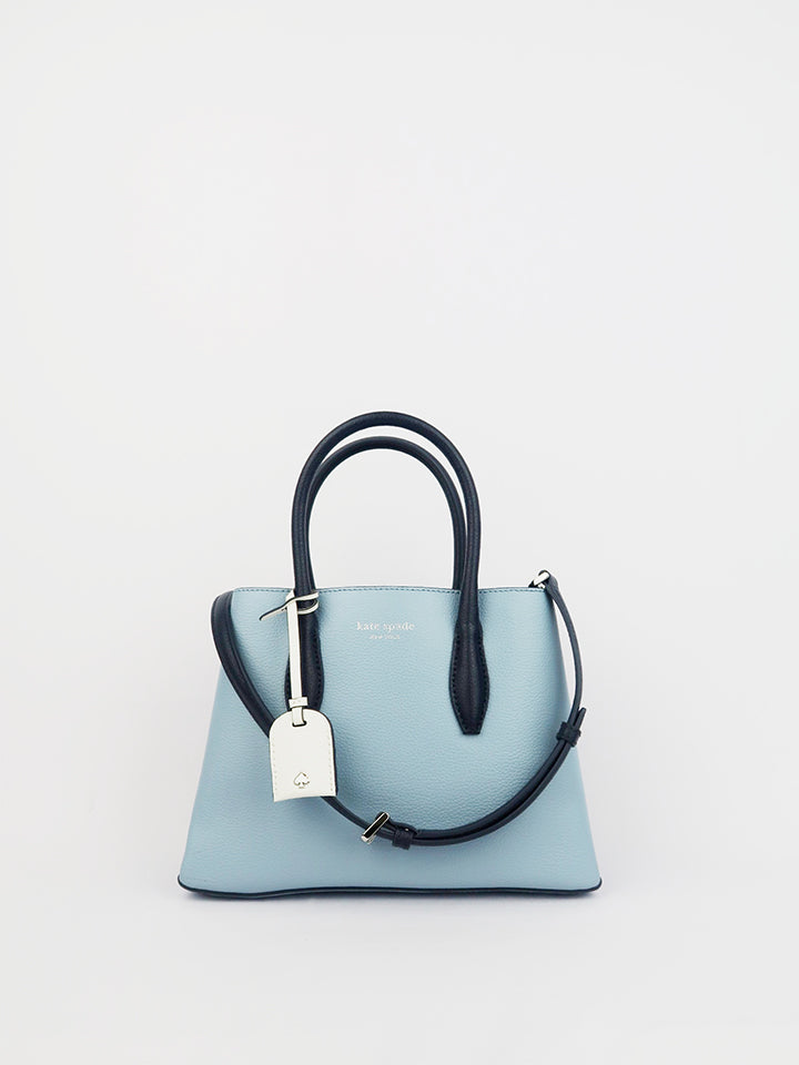 katespade wkru5697 eva small leather satchel blue bldawnbzb balilene depan