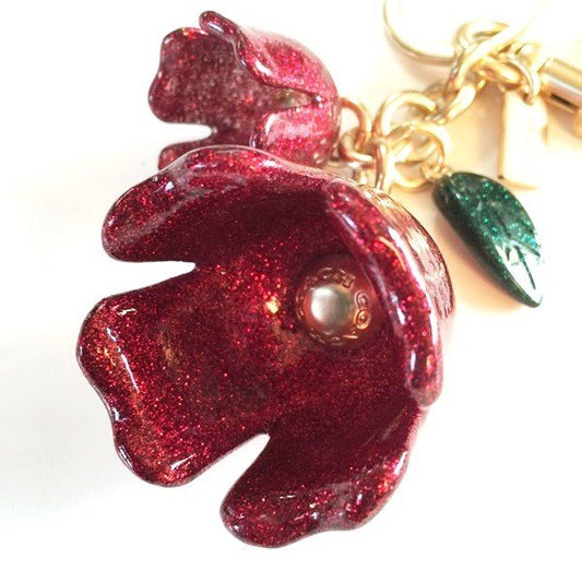 Coach F58514 Glitter Tea Rose Bag Charm