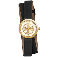 Tory Burch TBW4019 Reva Double Wrap Leather Strap Watch Black