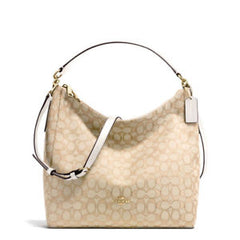 Coach F58327 Celeste Convertible Hobo In Outline Signature Light Khaki Chalk