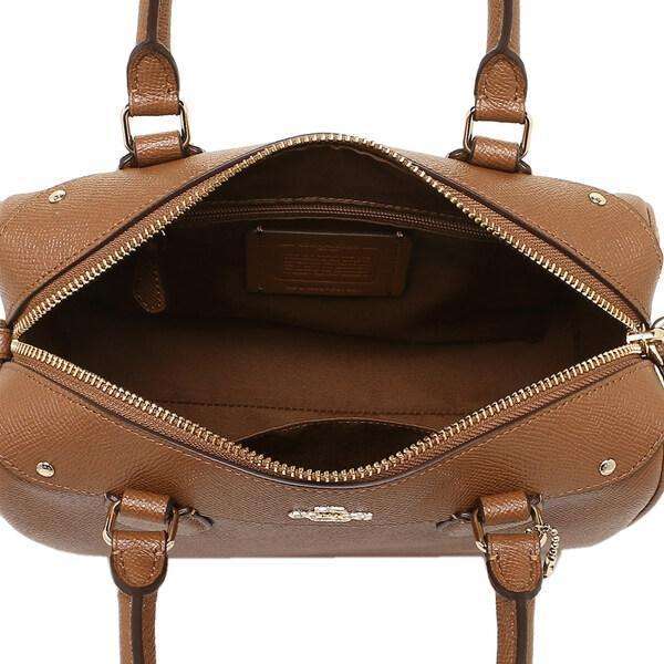 tas-F57521-Coach Mini Bennett Satchel Crossgrain Brown Leatcher-Balilene