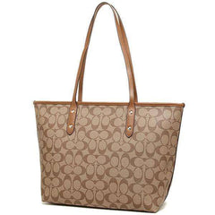 tas-F58292-Coach Signature City Zip Tote Khaki-Balilene