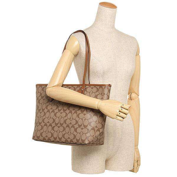 tas-F58292-Coach Signature City Zip Tote Khaki-Balilene