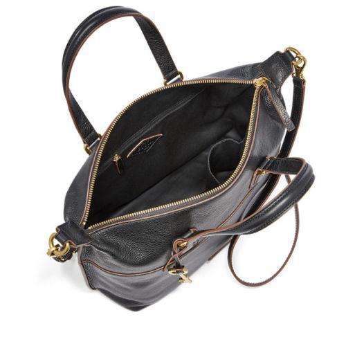 tas-SHB1380001-Fossil Julia Leather Satchel Black-Balilene