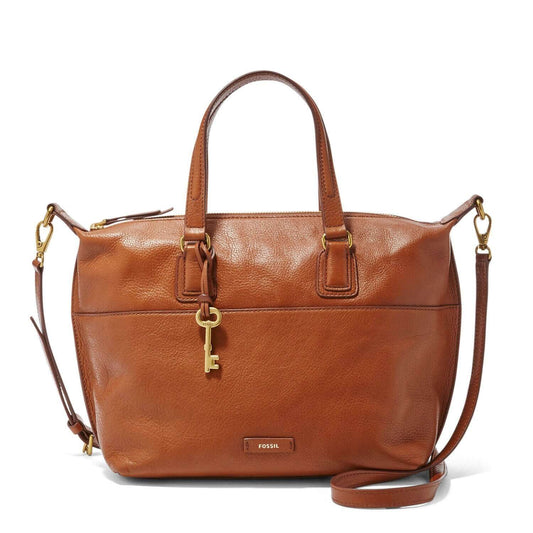 tas-SHB1380222-Fossil Julia Leather Satchel Cognac-Balilene