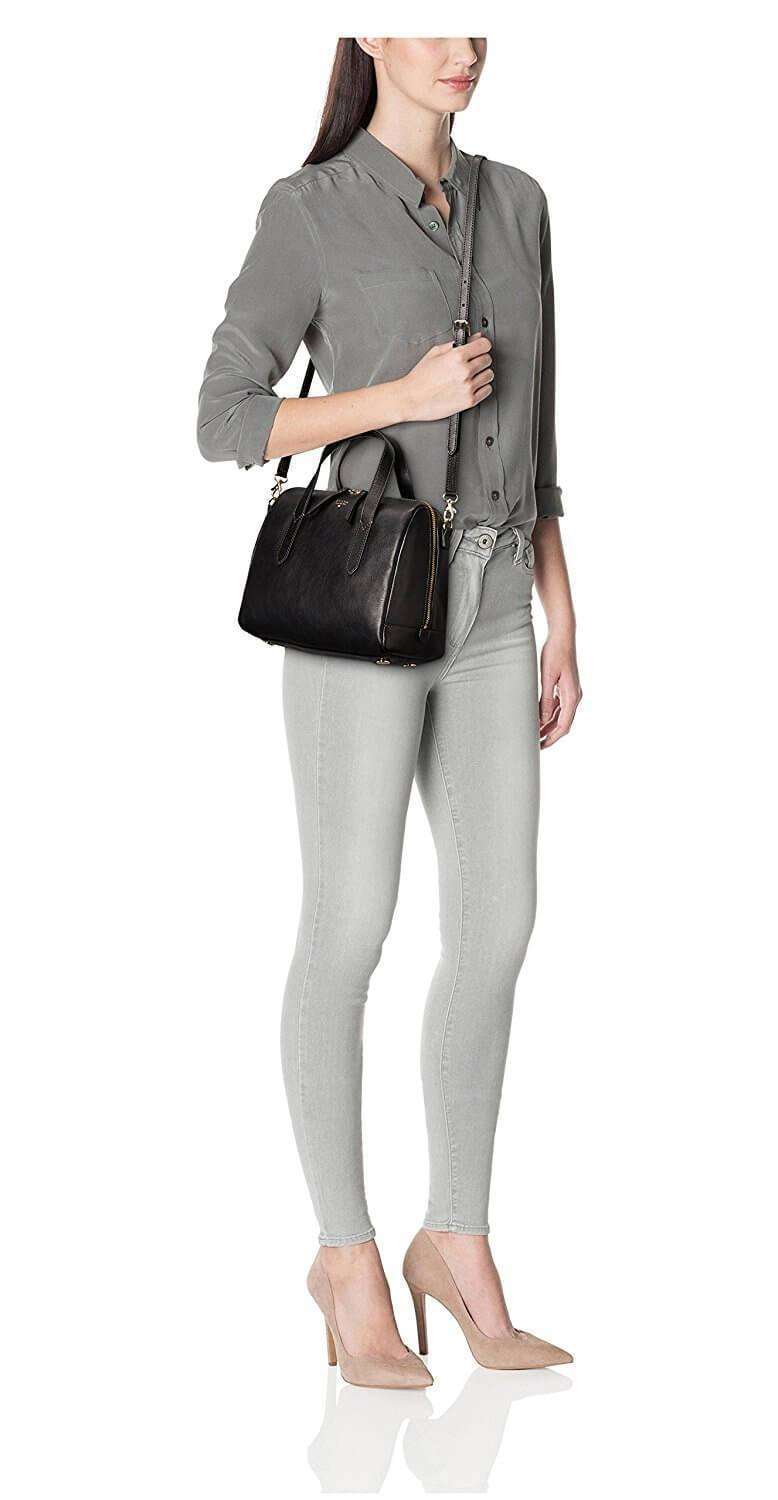 tas-ZB5486001-Fossil Sydney Satchel Black-Balilene