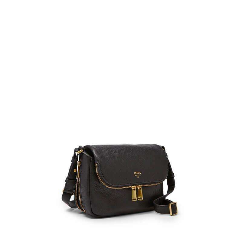 tas-ZB5873001-Fossil Preston Small Flap Cross Body Bag Black-Balilene