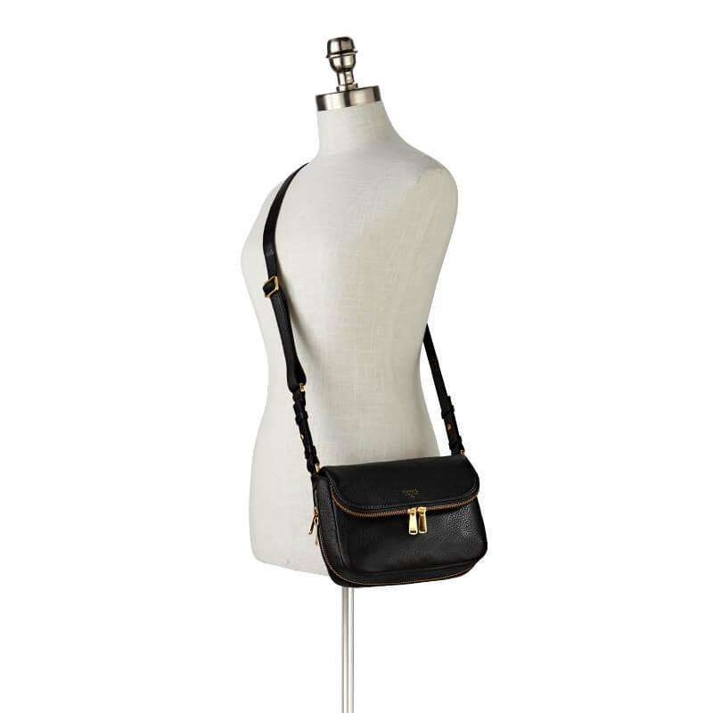 tas-ZB5873001-Fossil Preston Small Flap Cross Body Bag Black-Balilene