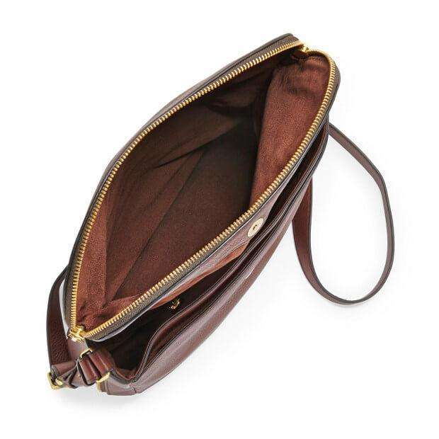 tas-ZB5875206-Fossil Preston Flap Espresso Leather Crossbody Handbag-Balilene