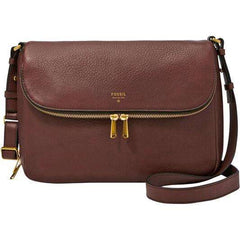 tas-ZB5875206-Fossil Preston Flap Espresso Leather Crossbody Handbag-Balilene