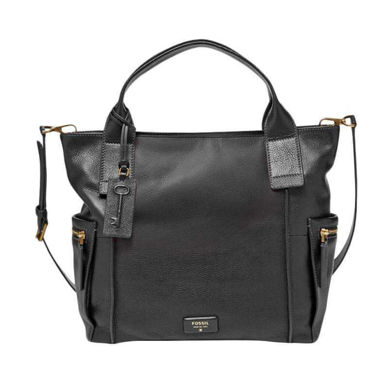 tas-ZB6458001-Fossil Emerson Satchel Bag Black Leather-Balilene