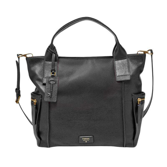tas-ZB6458001-Fossil Emerson Satchel Bag Black Leather-Balilene