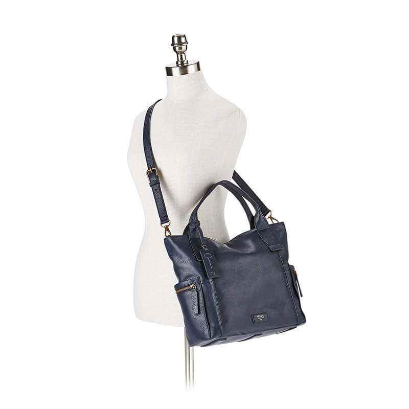 tas-ZB6458406-Fossil Emerson Satchel Bag Large Midnight Navy-Balilene