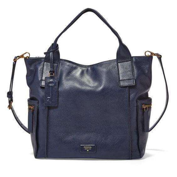 tas-ZB6458406-Fossil Emerson Satchel Bag Large Midnight Navy-Balilene