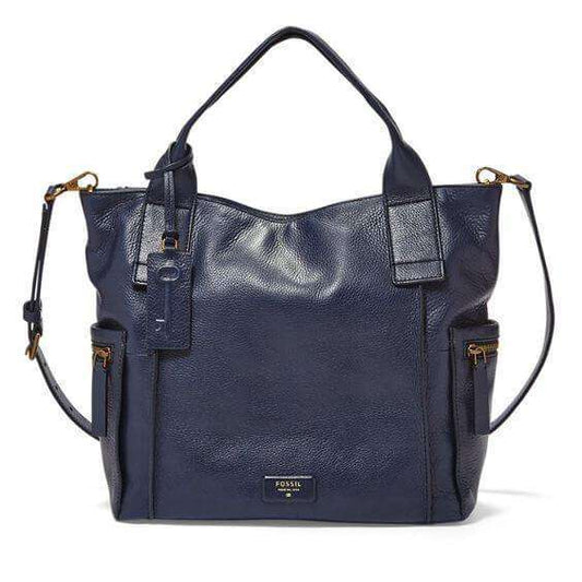 tas-ZB6458406-Fossil Emerson Satchel Bag Large Midnight Navy-Balilene