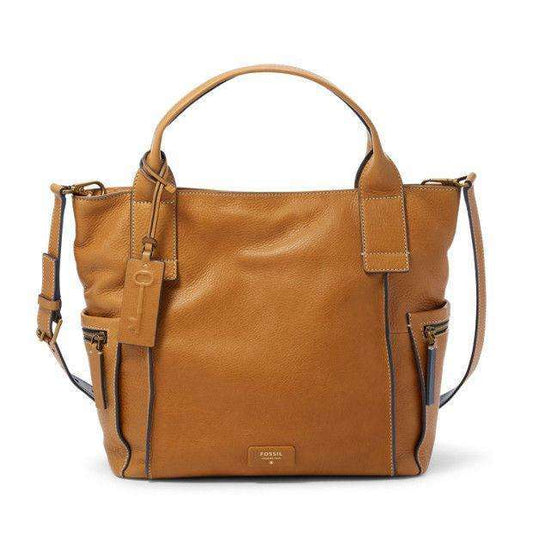 tas-ZB6725893-Fossil Emerson Satchel Leather Bag Brown Sugar-Balilene