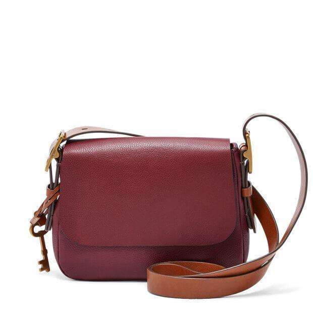 tas-ZB6759609-Fossil Harper Small Saddle Crossbody Wine Bag-Balilene