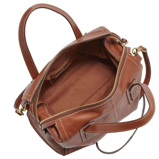 tas-Zb6847200-Fossil Emma Satchel Leather Brown-Balilene