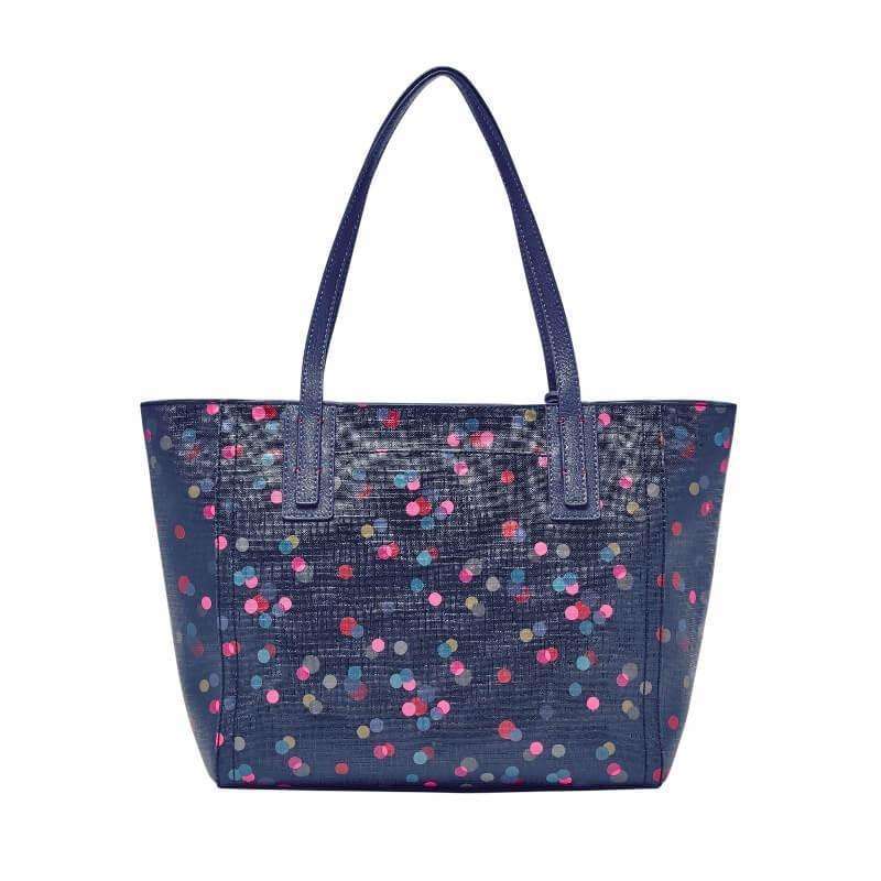 tas-ZB6911400-Fossil Emma Leather Tote Polka Navy-Balilene