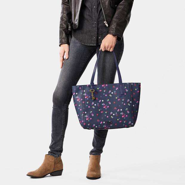 tas-ZB6911400-Fossil Emma Leather Tote Polka Navy-Balilene