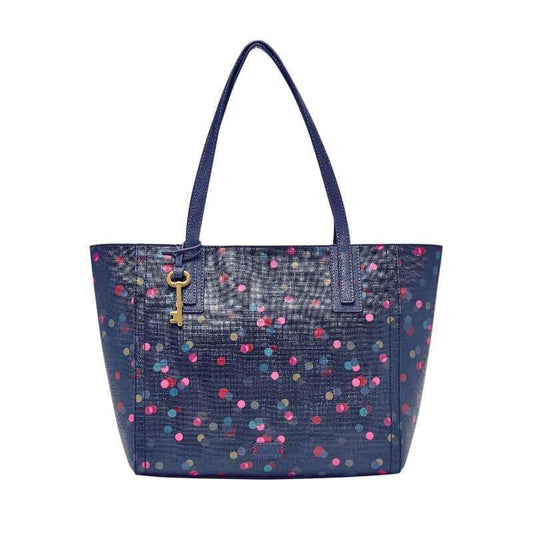tas-ZB6911400-Fossil Emma Leather Tote Polka Navy-Balilene