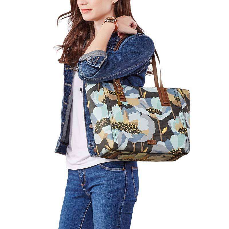 tas-ZB6911992-Fossil Emma Tote Dark Floral-Balilene