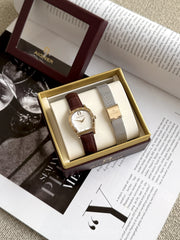 Aigner-Campania-Set-White-Gold-Silver-Stailess-Steel-Dark-Brown-Leather-Womens-Watch-balilene