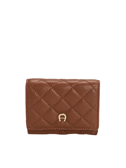 Aigner-Trifold-Quilted-Wallet-Cognag-Brown