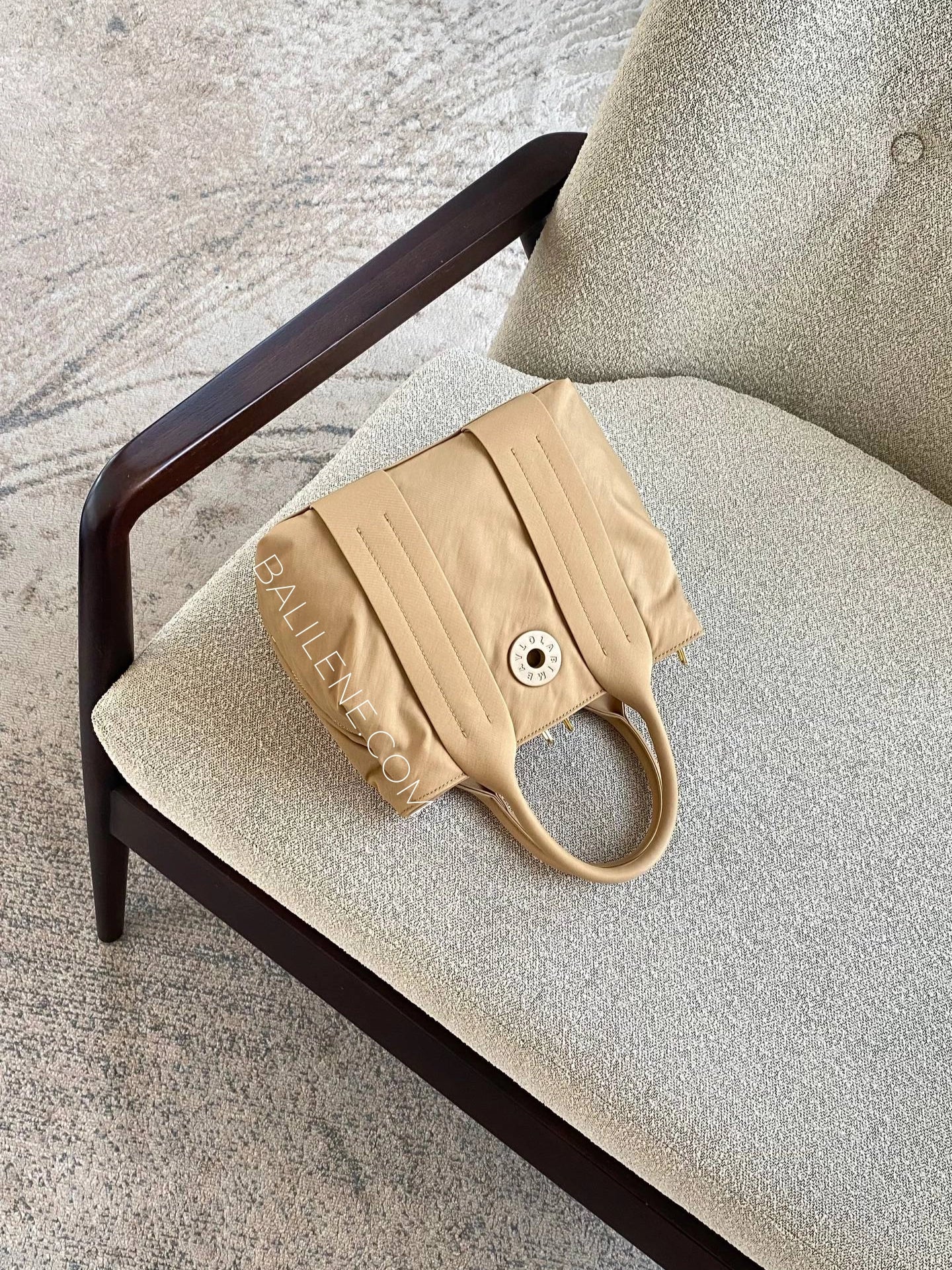 BYL-Medium-Tan-Nylon-Handbag-balilene