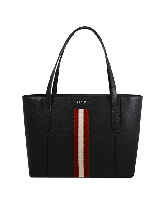 Bally-Supra-Small-Tote-Bag-Leather-Stripe-Red-White-Black