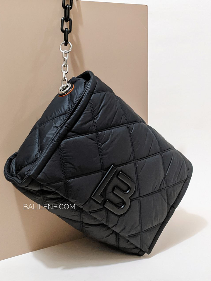 Bimba-Y-Lola-Large-Black-Padded-Nylon-Flap-Bag-Balilene-detail-depan