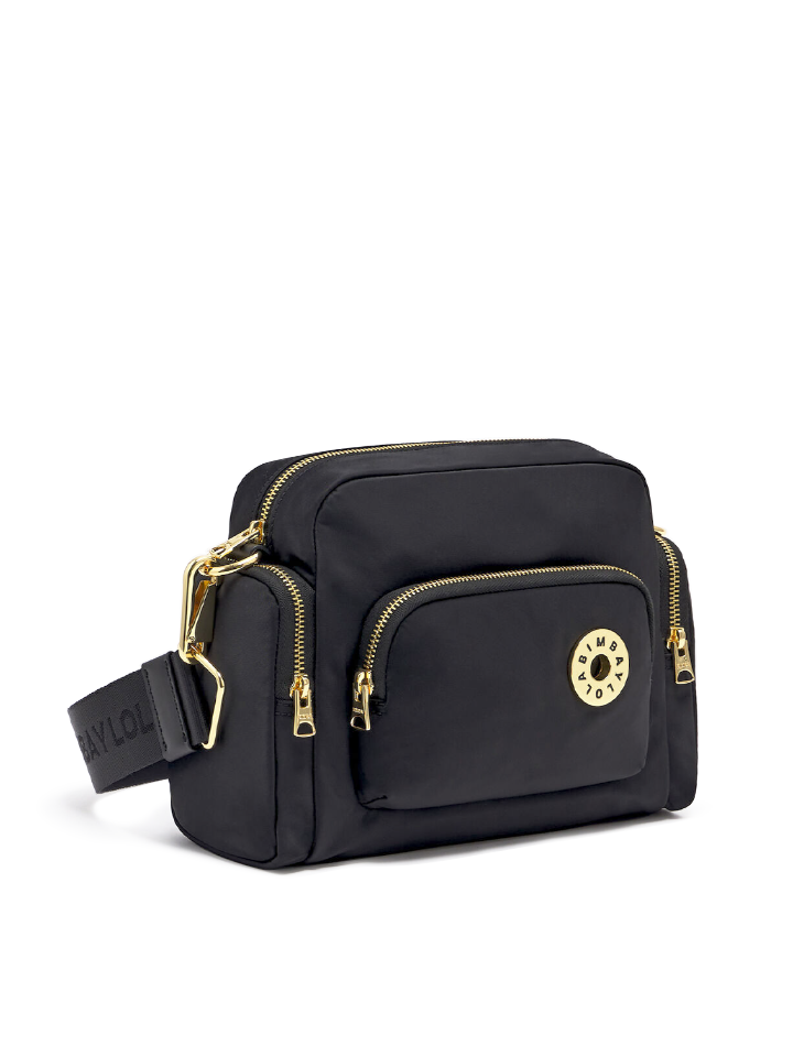 Bimba-Y-Lola-Medium-Black-Nylon-Crossbody-Bag-with-Gold-Hardware-Balilene-depan