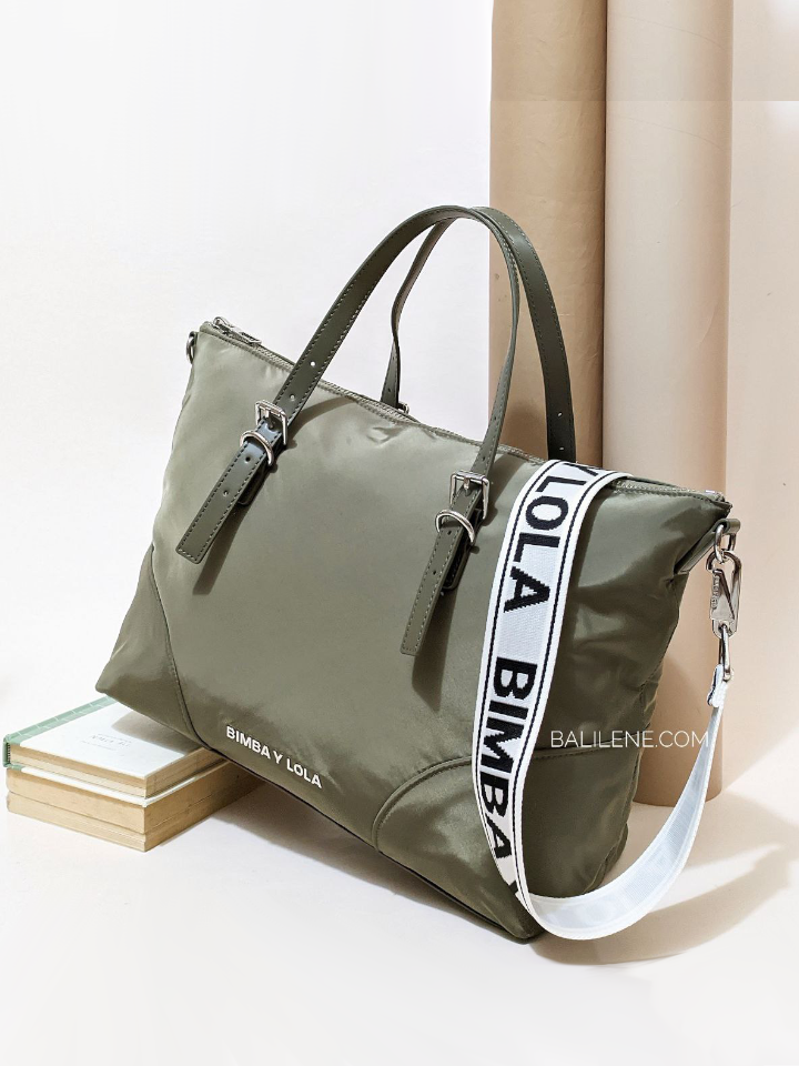 Bimba-Y-Lola-Nylon-Shopper-Large-Bag-Olive-detail-depan