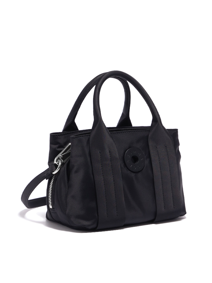 Bimba-Y-Lola-Small-Black-Nylon-Tote-Bag-with-Silver-Hardware