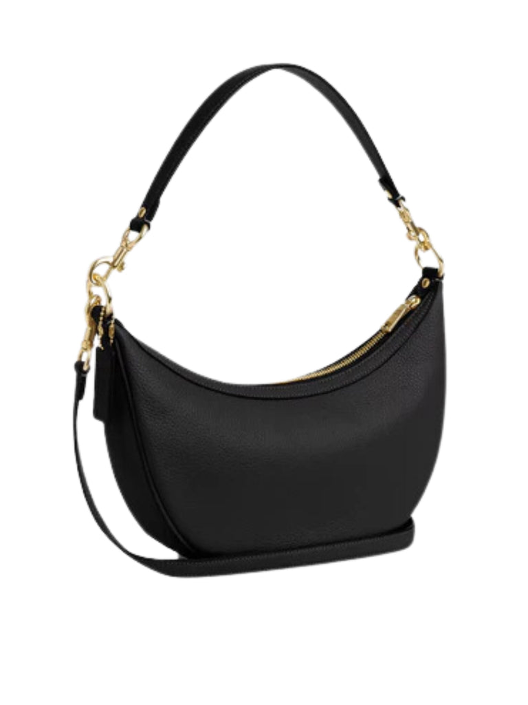 Coach-Aria-Refined-Pebble-Leather-Shoulder-Bag-Black