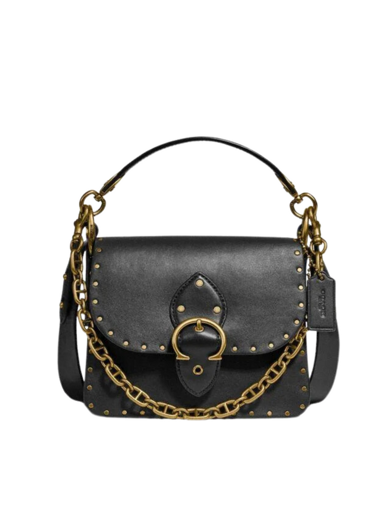 Coach-Beat-Shoulder-Bag-18-With-Rivets-In-Black